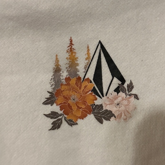 Vintage Volcom Skate Surf Floral White Hoodie Women Long Sleeve Sweater XS - Picture 4 of 11